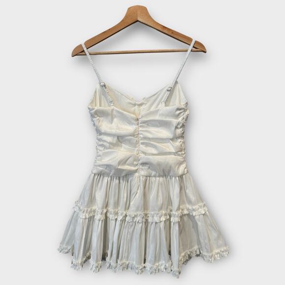 For Love & Lemons Whipped Cream Bow Detail Taffeta Minidress Size Small - Picture 8 of 16